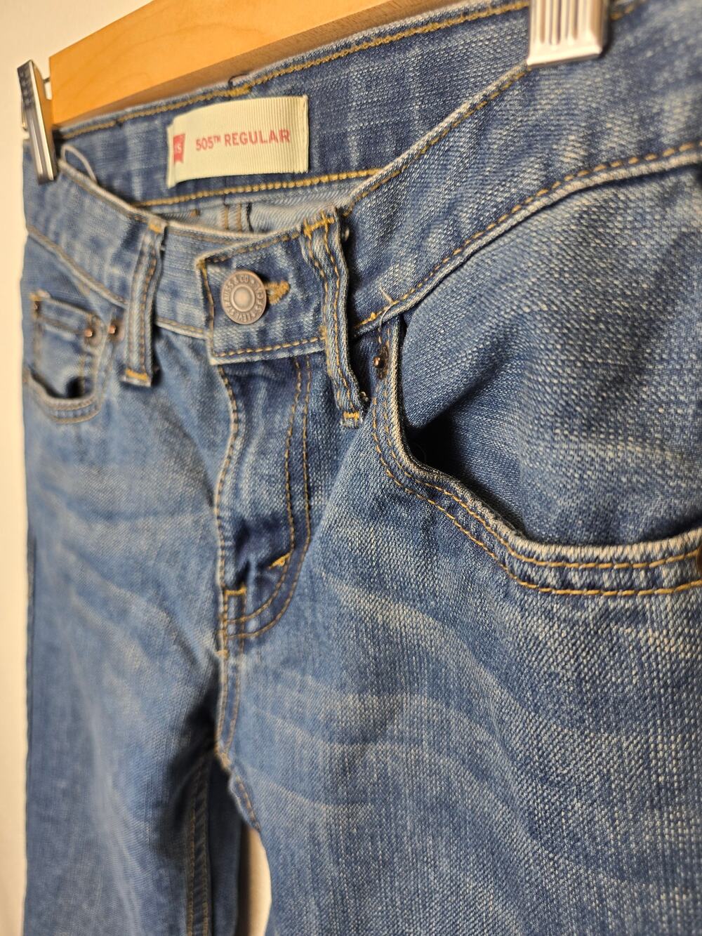 Levis 505 Regular Jeans Womens W25 L26 Blue Straight Leg Denim